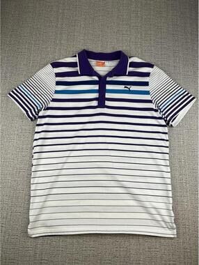 Puma Polo Shirt Mens Large Sport Lifestyle Purple Preppy Golf Performance Y2K